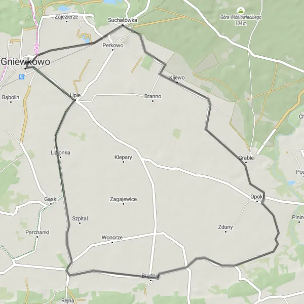 Miniatura mapy "Trasa przez Kijewo i Lipie" - trasy rowerowej w Kujawsko-pomorskie, Poland. Wygenerowane przez planer tras rowerowych Tarmacs.app
