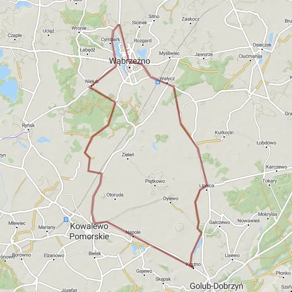 Miniatura mapy "Trasa rowerowa: Kowalewo Pomorskie - Poćwiardowo" - trasy rowerowej w Kujawsko-pomorskie, Poland. Wygenerowane przez planer tras rowerowych Tarmacs.app
