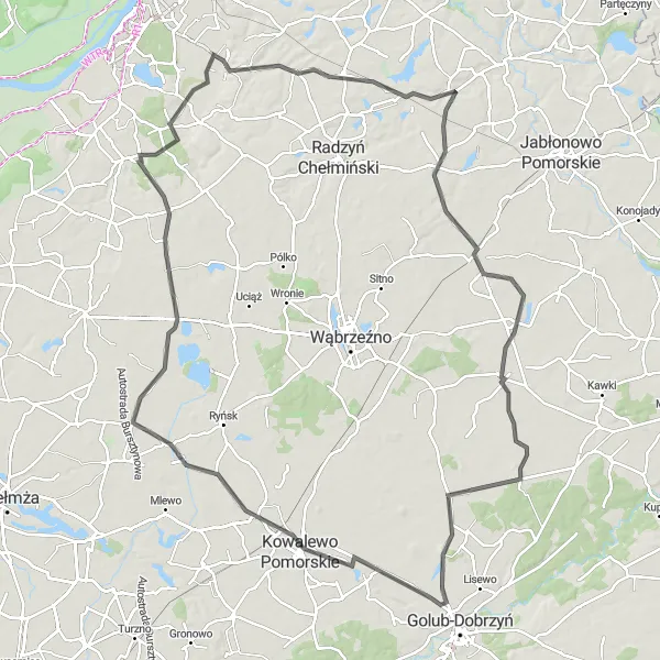 Map miniature of "Challenging Road Cycling Circuit" cycling inspiration in Kujawsko-pomorskie, Poland. Generated by Tarmacs.app cycling route planner