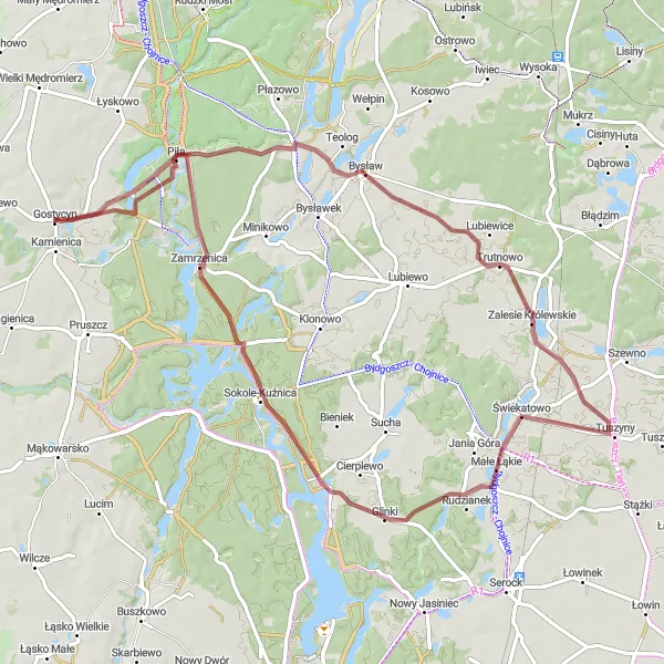 Miniatura mapy "Trasa wokół Zalewu Koronowskiego" - trasy rowerowej w Kujawsko-pomorskie, Poland. Wygenerowane przez planer tras rowerowych Tarmacs.app