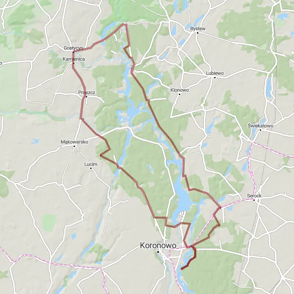 Map miniature of "Gostycyn to Kamienica Hidden Route" cycling inspiration in Kujawsko-pomorskie, Poland. Generated by Tarmacs.app cycling route planner