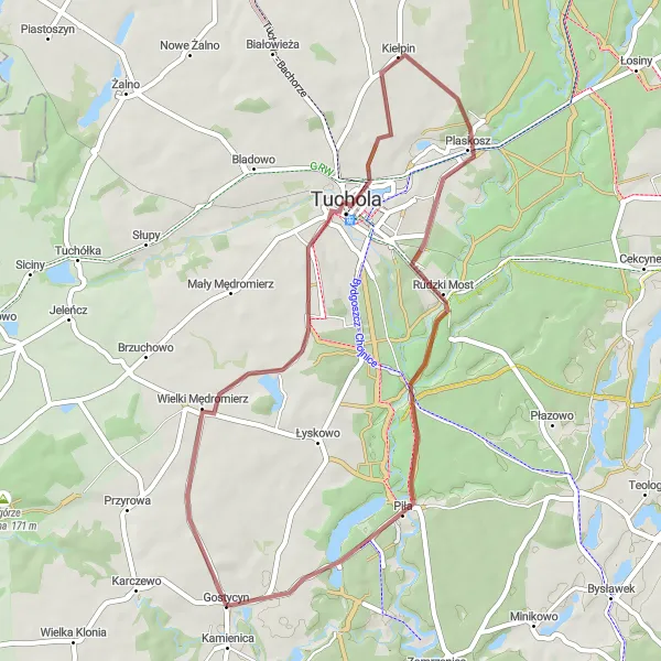 Map miniature of "Gostycyn Gravel Adventure" cycling inspiration in Kujawsko-pomorskie, Poland. Generated by Tarmacs.app cycling route planner