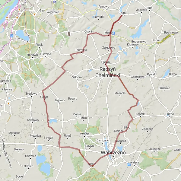 Miniatura mapy "Wycieczka gravelowa w otoczeniu Gruty" - trasy rowerowej w Kujawsko-pomorskie, Poland. Wygenerowane przez planer tras rowerowych Tarmacs.app