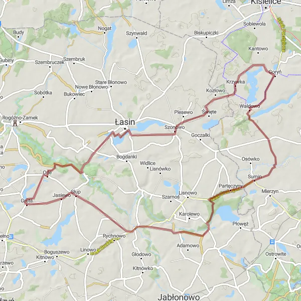 Map miniature of "Cycling Adventure in Gruta" cycling inspiration in Kujawsko-pomorskie, Poland. Generated by Tarmacs.app cycling route planner