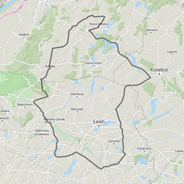 Map miniature of "The Skurgwy Adventure" cycling inspiration in Kujawsko-pomorskie, Poland. Generated by Tarmacs.app cycling route planner