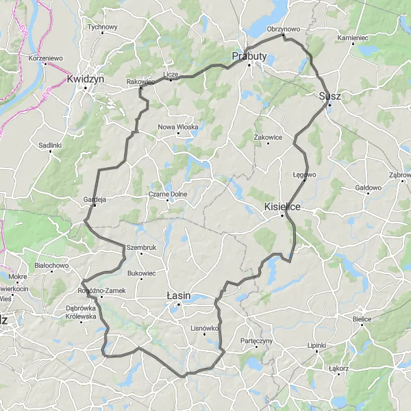 Map miniature of "The Szembruczek Challenge" cycling inspiration in Kujawsko-pomorskie, Poland. Generated by Tarmacs.app cycling route planner