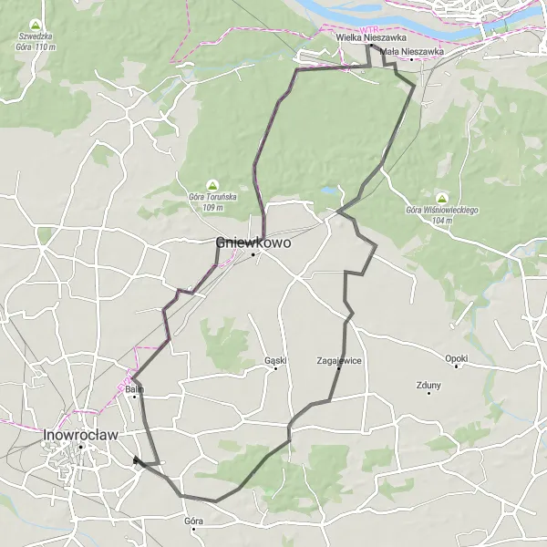 Map miniature of "Kujawsko-Pomorskie Adventure - A Scenic Journey" cycling inspiration in Kujawsko-pomorskie, Poland. Generated by Tarmacs.app cycling route planner