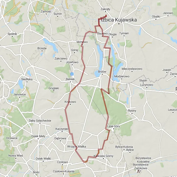 Miniatura mapy "Urokliwa trasa na terenie Kujawsko-Pomorskiego" - trasy rowerowej w Kujawsko-pomorskie, Poland. Wygenerowane przez planer tras rowerowych Tarmacs.app