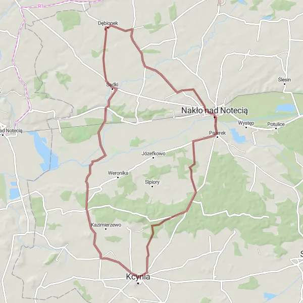 Miniatura mapy "Trasa Gravelowa Gromadno-Tupadły" - trasy rowerowej w Kujawsko-pomorskie, Poland. Wygenerowane przez planer tras rowerowych Tarmacs.app
