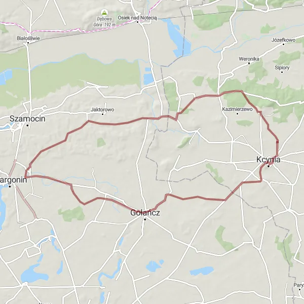Miniatura mapy "Wśród Polnych Druków i Tupadłów" - trasy rowerowej w Kujawsko-pomorskie, Poland. Wygenerowane przez planer tras rowerowych Tarmacs.app