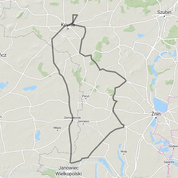 Miniatura mapy "Trasa Szosowa Tupadły-Kcynia" - trasy rowerowej w Kujawsko-pomorskie, Poland. Wygenerowane przez planer tras rowerowych Tarmacs.app