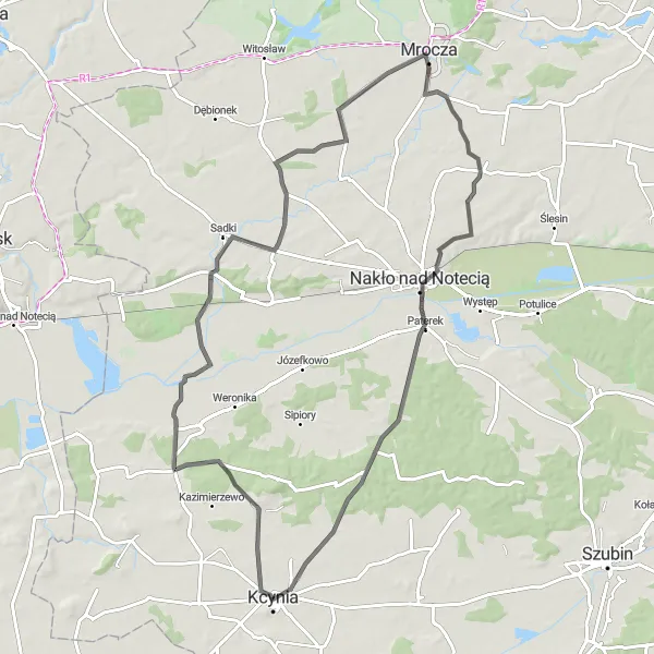 Miniatura mapy "Trasa Szosowa Dębogóra-Szczepice" - trasy rowerowej w Kujawsko-pomorskie, Poland. Wygenerowane przez planer tras rowerowych Tarmacs.app