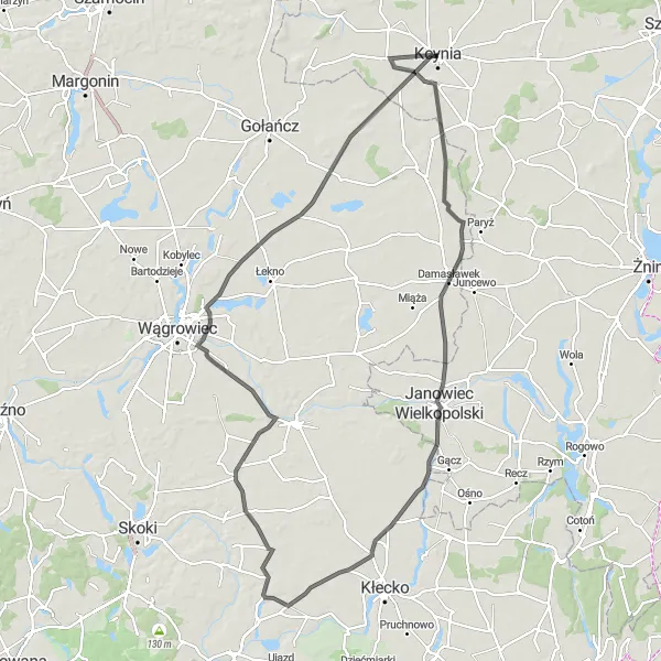Miniatura mapy "Srebrna Góra i Grocholin" - trasy rowerowej w Kujawsko-pomorskie, Poland. Wygenerowane przez planer tras rowerowych Tarmacs.app