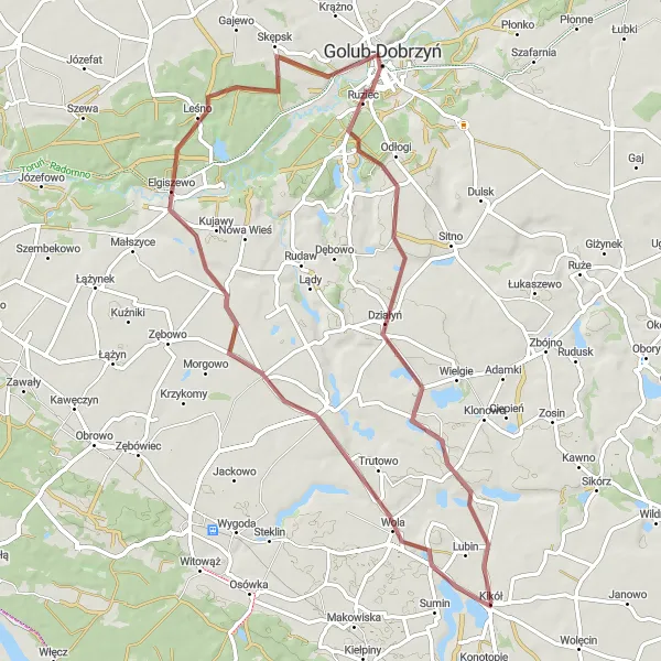 Miniatura mapy "Grafika Kikół - Trutowo - Ciechocin - Zamek Golubski - Widok z górki K2 na zamek - Moszczonne" - trasy rowerowej w Kujawsko-pomorskie, Poland. Wygenerowane przez planer tras rowerowych Tarmacs.app