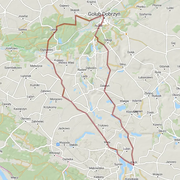 Map miniature of "Trutowo Adventure Trail" cycling inspiration in Kujawsko-pomorskie, Poland. Generated by Tarmacs.app cycling route planner