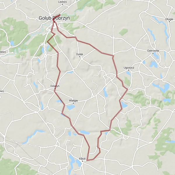 Miniatura mapy "Grafika Kikół - Dąbrówka - Golub-Dobrzyń - Skarpa górki K2" - trasy rowerowej w Kujawsko-pomorskie, Poland. Wygenerowane przez planer tras rowerowych Tarmacs.app