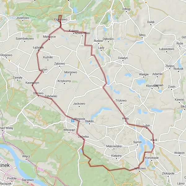 Miniatura mapy "Trasa gruzowa przez Obrowo i Elgiszewo" - trasy rowerowej w Kujawsko-pomorskie, Poland. Wygenerowane przez planer tras rowerowych Tarmacs.app