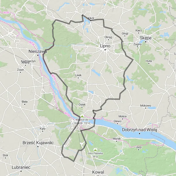Map miniature of "Discover the Wonders of Nasiegniewo" cycling inspiration in Kujawsko-pomorskie, Poland. Generated by Tarmacs.app cycling route planner