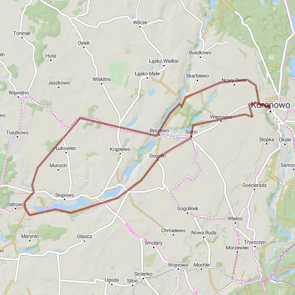 Miniatura mapy "Trasa Gravel: Szańce - Drzewianowo - Koronowo" - trasy rowerowej w Kujawsko-pomorskie, Poland. Wygenerowane przez planer tras rowerowych Tarmacs.app