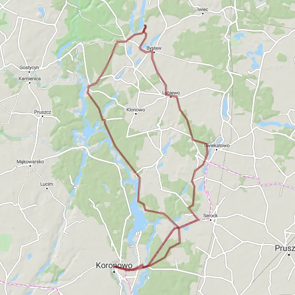Miniatura mapy "Trasa Gravelowy Szlak Koronowski" - trasy rowerowej w Kujawsko-pomorskie, Poland. Wygenerowane przez planer tras rowerowych Tarmacs.app