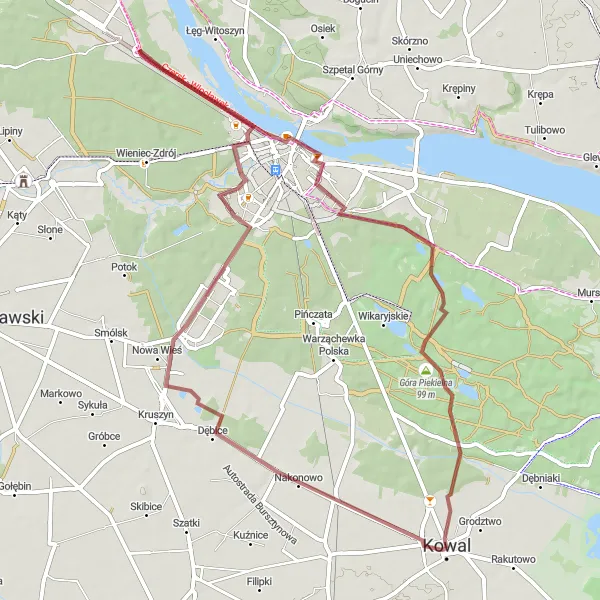 Miniatura mapy "Trasa Gravelowa przez Włocławek" - trasy rowerowej w Kujawsko-pomorskie, Poland. Wygenerowane przez planer tras rowerowych Tarmacs.app
