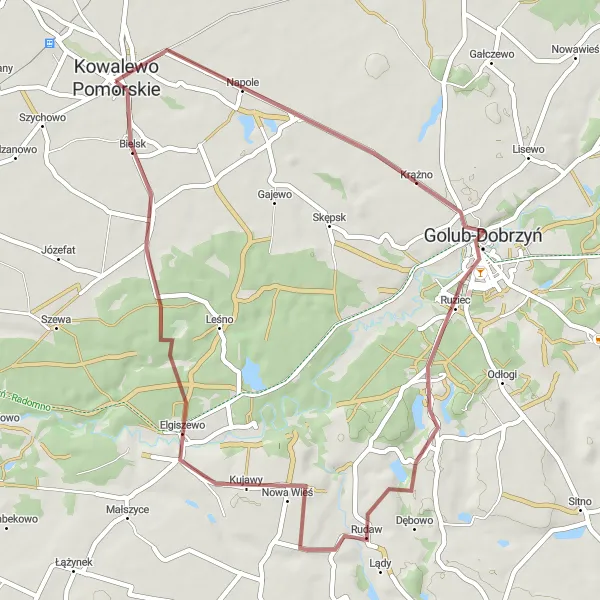 Miniatura mapy "Przejażdżka do Elgiszewa i Bielska" - trasy rowerowej w Kujawsko-pomorskie, Poland. Wygenerowane przez planer tras rowerowych Tarmacs.app