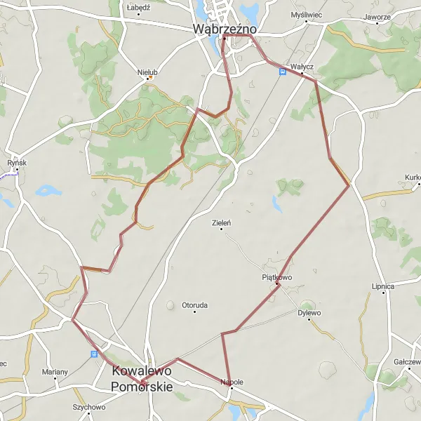 Miniatura mapy "Trasa Gravelowa do Kowalewa Pomorskiego" - trasy rowerowej w Kujawsko-pomorskie, Poland. Wygenerowane przez planer tras rowerowych Tarmacs.app