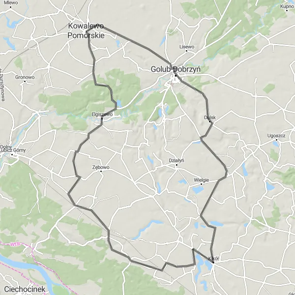 Miniatura mapy "Trasa przez Kikół i Ciechocin" - trasy rowerowej w Kujawsko-pomorskie, Poland. Wygenerowane przez planer tras rowerowych Tarmacs.app