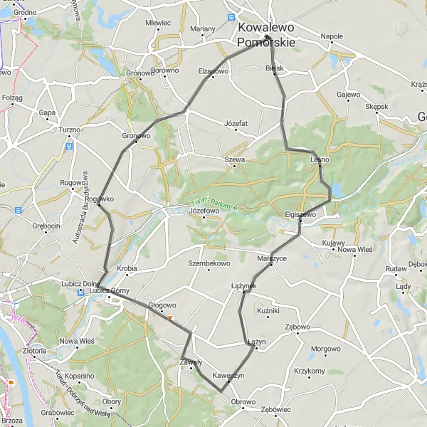 Map miniature of "To majestic Ciechocin and beyond" cycling inspiration in Kujawsko-pomorskie, Poland. Generated by Tarmacs.app cycling route planner