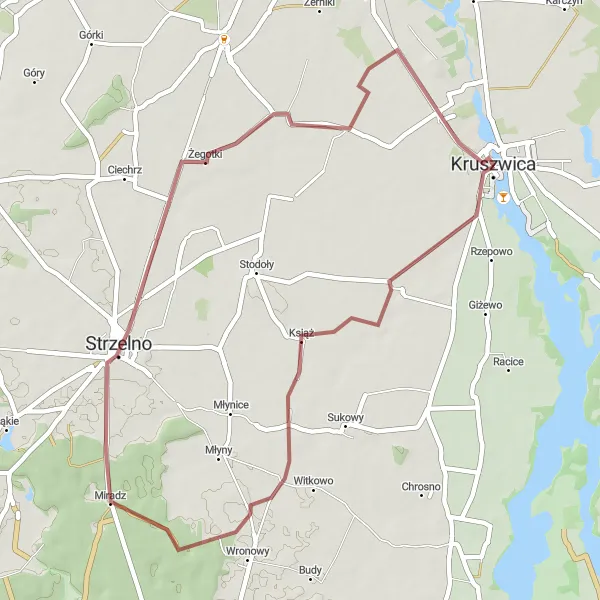 Miniatura mapy "Trasa gravelowa przez Rechtę" - trasy rowerowej w Kujawsko-pomorskie, Poland. Wygenerowane przez planer tras rowerowych Tarmacs.app