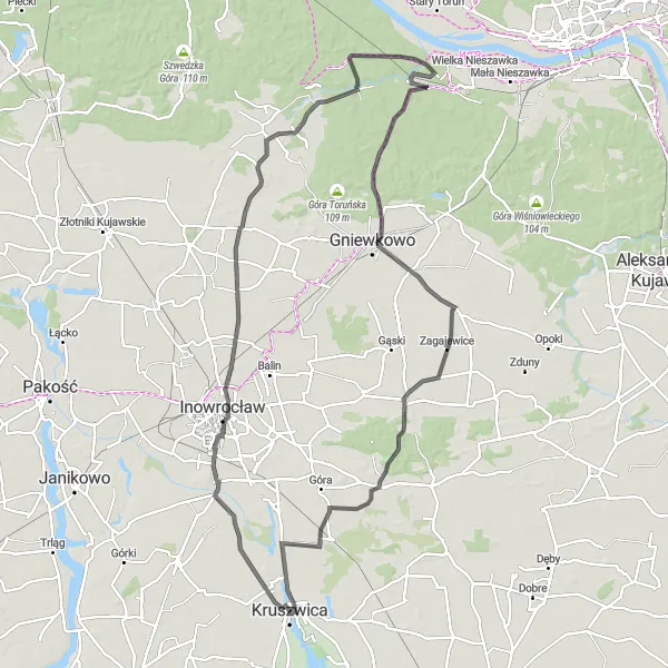 Miniatura mapy "Trasa rowerowa przez Kłopot" - trasy rowerowej w Kujawsko-pomorskie, Poland. Wygenerowane przez planer tras rowerowych Tarmacs.app