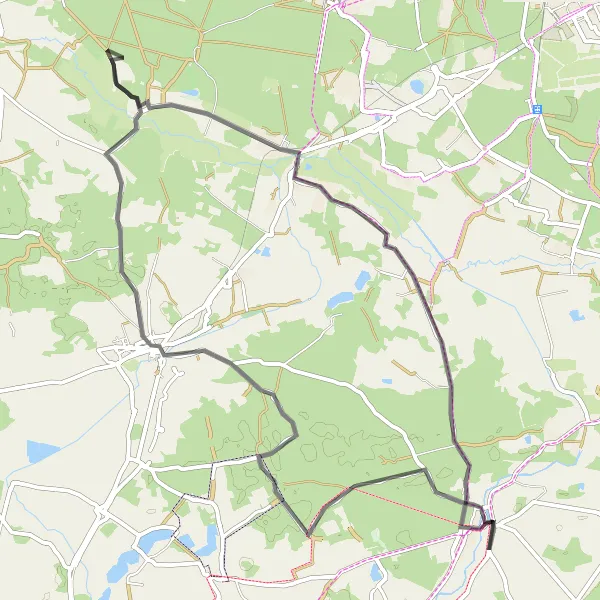 Miniatura mapy "Trasa rowerowa wzdłuż malowniczych miejscowości" - trasy rowerowej w Kujawsko-pomorskie, Poland. Wygenerowane przez planer tras rowerowych Tarmacs.app