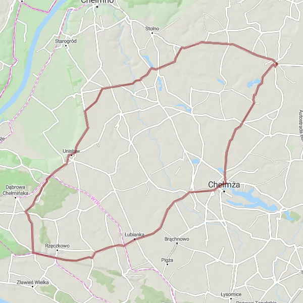 Miniatura mapy "Trasa Gravelowa przez Malownicze Tereny" - trasy rowerowej w Kujawsko-pomorskie, Poland. Wygenerowane przez planer tras rowerowych Tarmacs.app