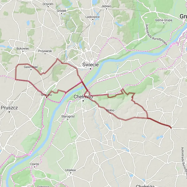 Miniatura mapy "Przejażdżka Gravelowa z Najpiękniejszym Widokiem" - trasy rowerowej w Kujawsko-pomorskie, Poland. Wygenerowane przez planer tras rowerowych Tarmacs.app