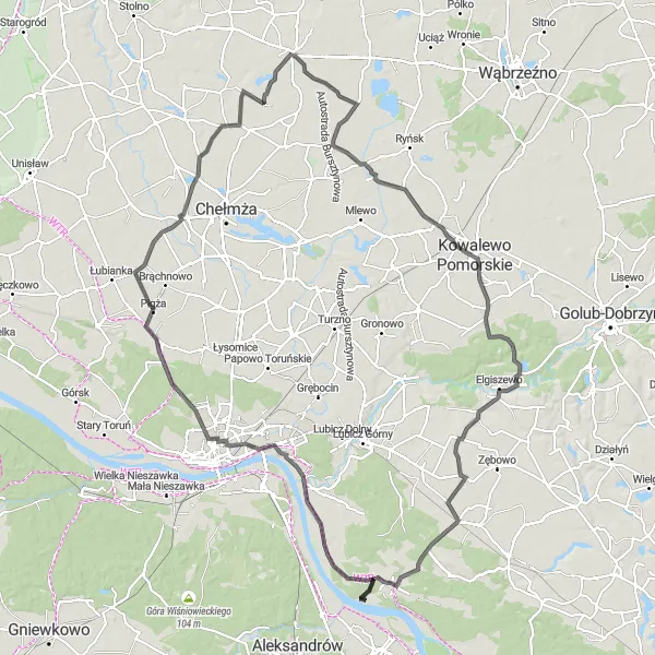 Map miniature of "Wisła Tour" cycling inspiration in Kujawsko-pomorskie, Poland. Generated by Tarmacs.app cycling route planner