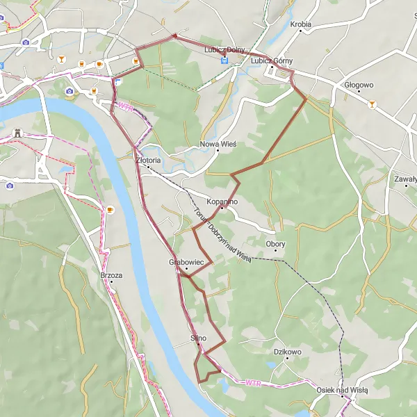 Map miniature of "Explore the Countryside" cycling inspiration in Kujawsko-pomorskie, Poland. Generated by Tarmacs.app cycling route planner