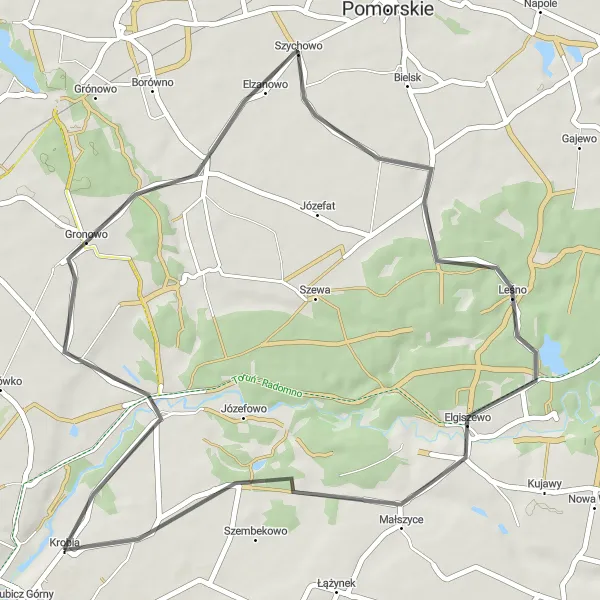 Map miniature of "Scenic Ride to Brzezinko and Ciechocin" cycling inspiration in Kujawsko-pomorskie, Poland. Generated by Tarmacs.app cycling route planner