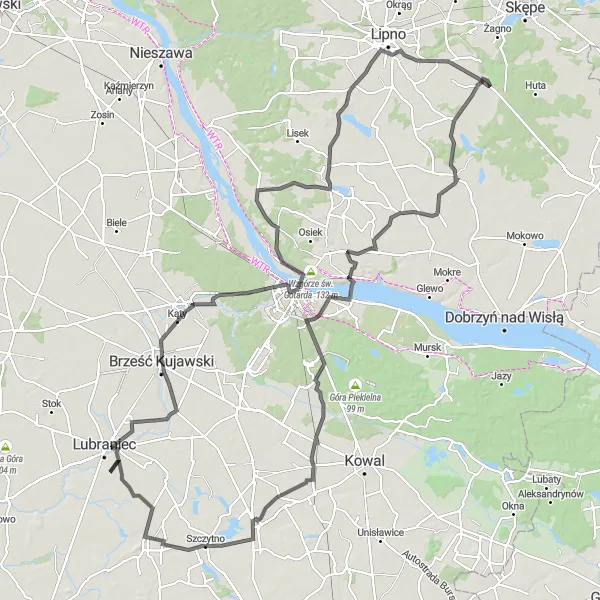 Miniatura mapy "Trasa Kazanie-Kazanie" - trasy rowerowej w Kujawsko-pomorskie, Poland. Wygenerowane przez planer tras rowerowych Tarmacs.app