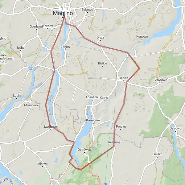 Miniatura mapy "Krótka trasa gravelowa przez Gębice i Wylatowo" - trasy rowerowej w Kujawsko-pomorskie, Poland. Wygenerowane przez planer tras rowerowych Tarmacs.app