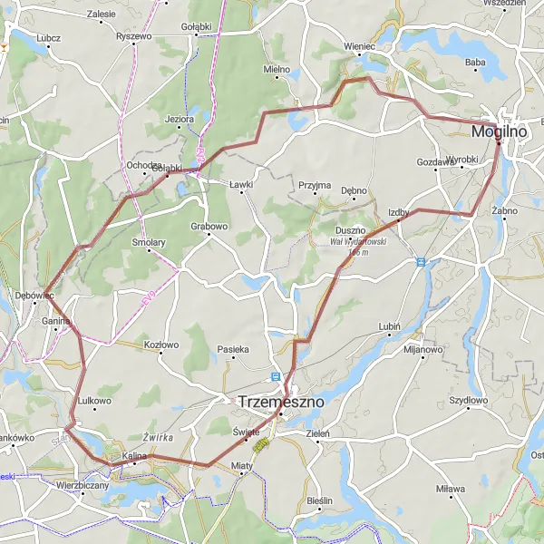 Map miniature of "Wydartowski Loop" cycling inspiration in Kujawsko-pomorskie, Poland. Generated by Tarmacs.app cycling route planner