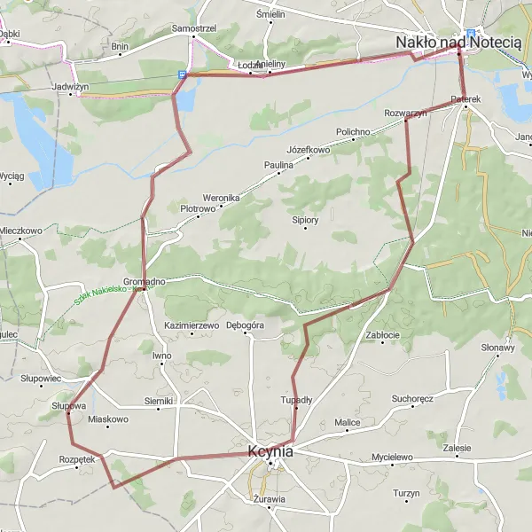 Miniatura mapy "Zanurz się w naturze Kujawsko-Pomorskiego" - trasy rowerowej w Kujawsko-pomorskie, Poland. Wygenerowane przez planer tras rowerowych Tarmacs.app