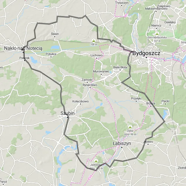 Map miniature of "Ultimate Cycling Challenge" cycling inspiration in Kujawsko-pomorskie, Poland. Generated by Tarmacs.app cycling route planner