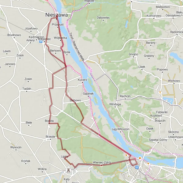 Miniatura mapy "Przez Lipiny, Wieniec-Zdrój i Lubanie" - trasy rowerowej w Kujawsko-pomorskie, Poland. Wygenerowane przez planer tras rowerowych Tarmacs.app