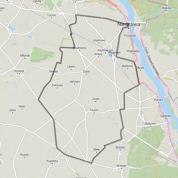 Miniatura mapy "Trasa przez Bądkowo i Podzamcze" - trasy rowerowej w Kujawsko-pomorskie, Poland. Wygenerowane przez planer tras rowerowych Tarmacs.app