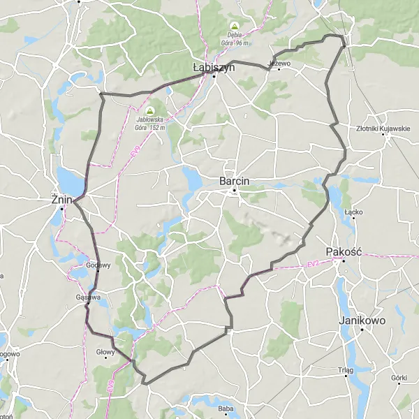 Map miniature of "Historic Landmarks and Scenic Routes" cycling inspiration in Kujawsko-pomorskie, Poland. Generated by Tarmacs.app cycling route planner