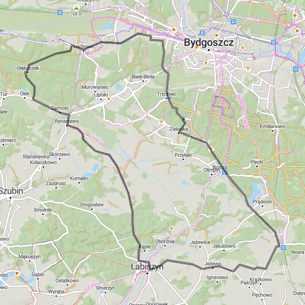 Miniatura mapy "Trasa przez Smogorzewo, Rynarzewo, Lisi Ogon i Chmielniki" - trasy rowerowej w Kujawsko-pomorskie, Poland. Wygenerowane przez planer tras rowerowych Tarmacs.app