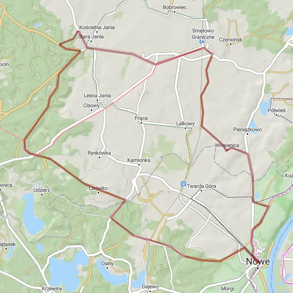 Map miniature of "Exploring Bochlin and Beyond" cycling inspiration in Kujawsko-pomorskie, Poland. Generated by Tarmacs.app cycling route planner