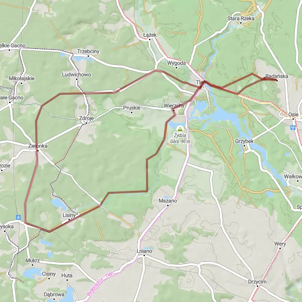 Map miniature of "Karpaty Challenge" cycling inspiration in Kujawsko-pomorskie, Poland. Generated by Tarmacs.app cycling route planner
