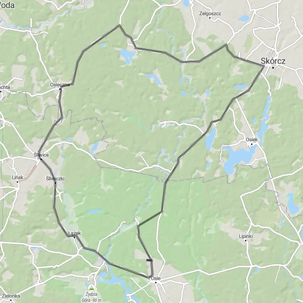 Miniatura mapy "Trasa przez Śliwice i Ocypel" - trasy rowerowej w Kujawsko-pomorskie, Poland. Wygenerowane przez planer tras rowerowych Tarmacs.app