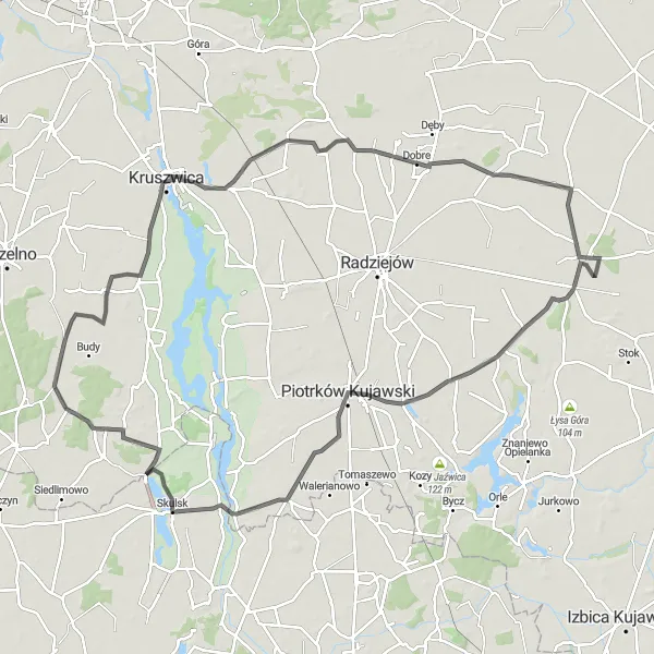 Miniatura mapy "Trasa przez Przewóz, Dobre i Karolin" - trasy rowerowej w Kujawsko-pomorskie, Poland. Wygenerowane przez planer tras rowerowych Tarmacs.app